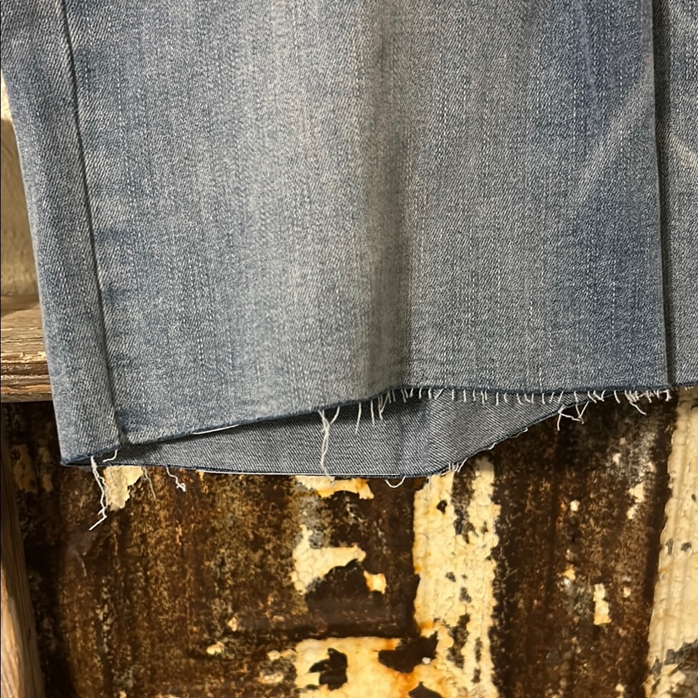 Blue Denim Shorts with Raw Hem - Picture 2 of 10